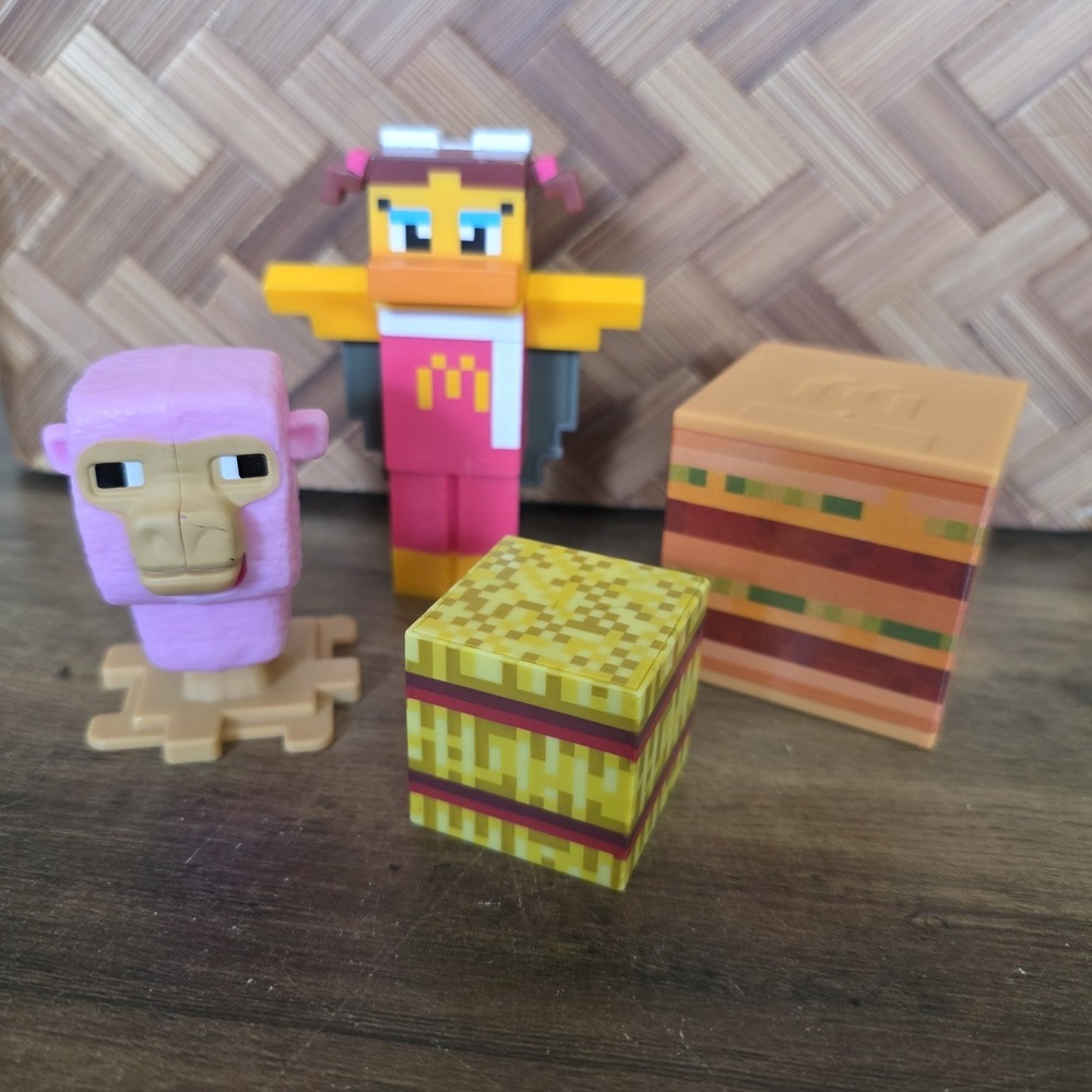 Minecraft Lot of Small Toys Blocks Pink Sheep Collectibles McDonalds Plastic